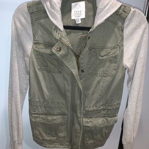 Army green sweatshirt jacket